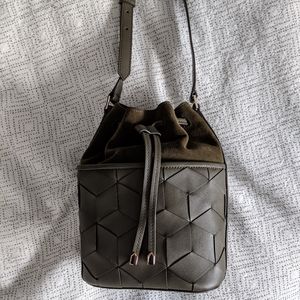 Welden olive green suede bucket bag
